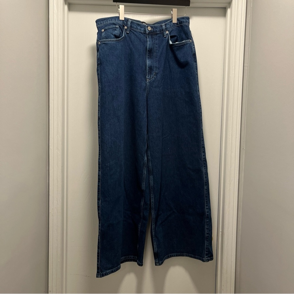 BDG Urban Outfitters A-Wide Baggy Jeans Women 34 Blue Denim Stretch 30.5 Inseam